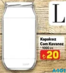 LAV KAPAKSIZ CAM KAVANOZ 1000 CC